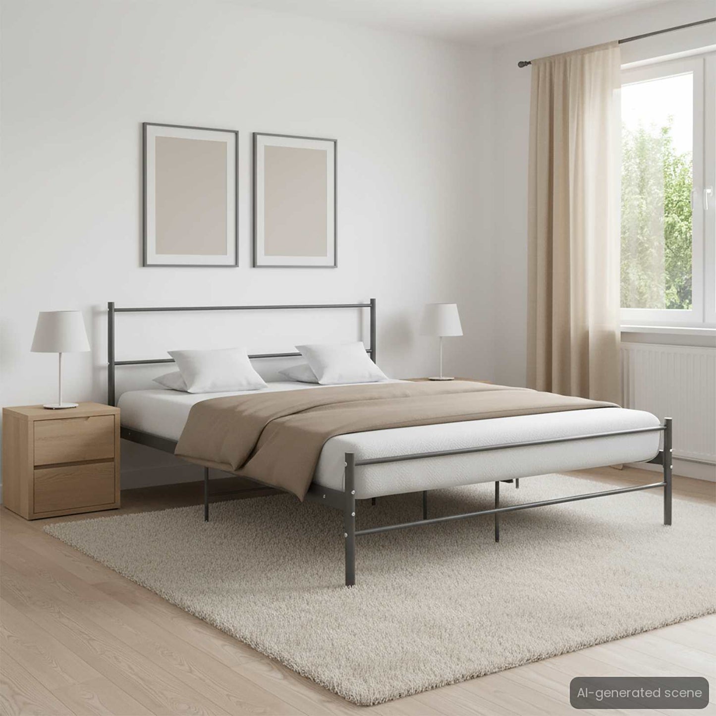 Giroletto senza Materasso Grigio in Metallo 140x200 cm
