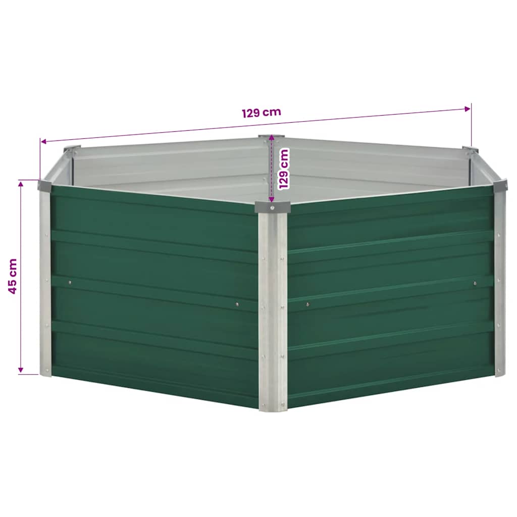 Letto di Coltura Rialzato 129x129x45 cm Acciaio Zincato Verde | homemem39