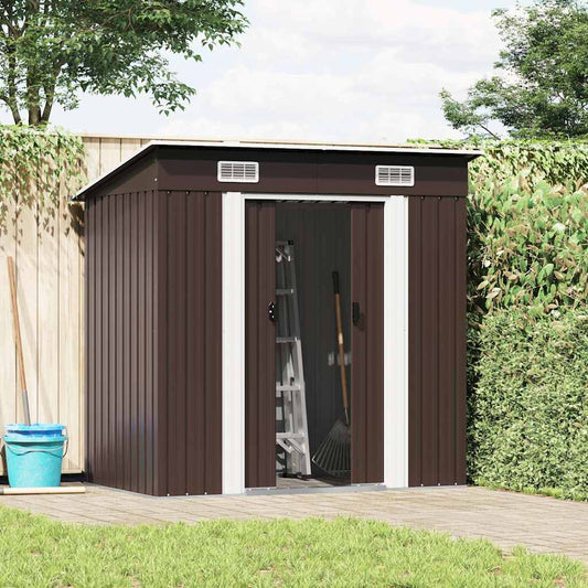 Capanno Attrezzi da Giardino Marrone 194x121x181 cm in Acciaio | homemem39