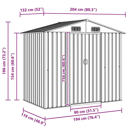 Capanno Attrezzi da Giardino Antracite Acciaio 204x132x186 cm - homemem39