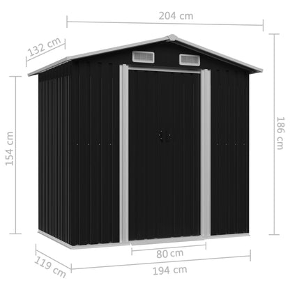 Gartengerätehaus Anthrazit Stahl 204x132x186 cm