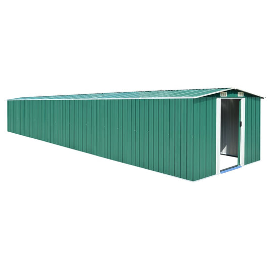 Green Garden Shed 257x779x181cm in Galvanized Steel