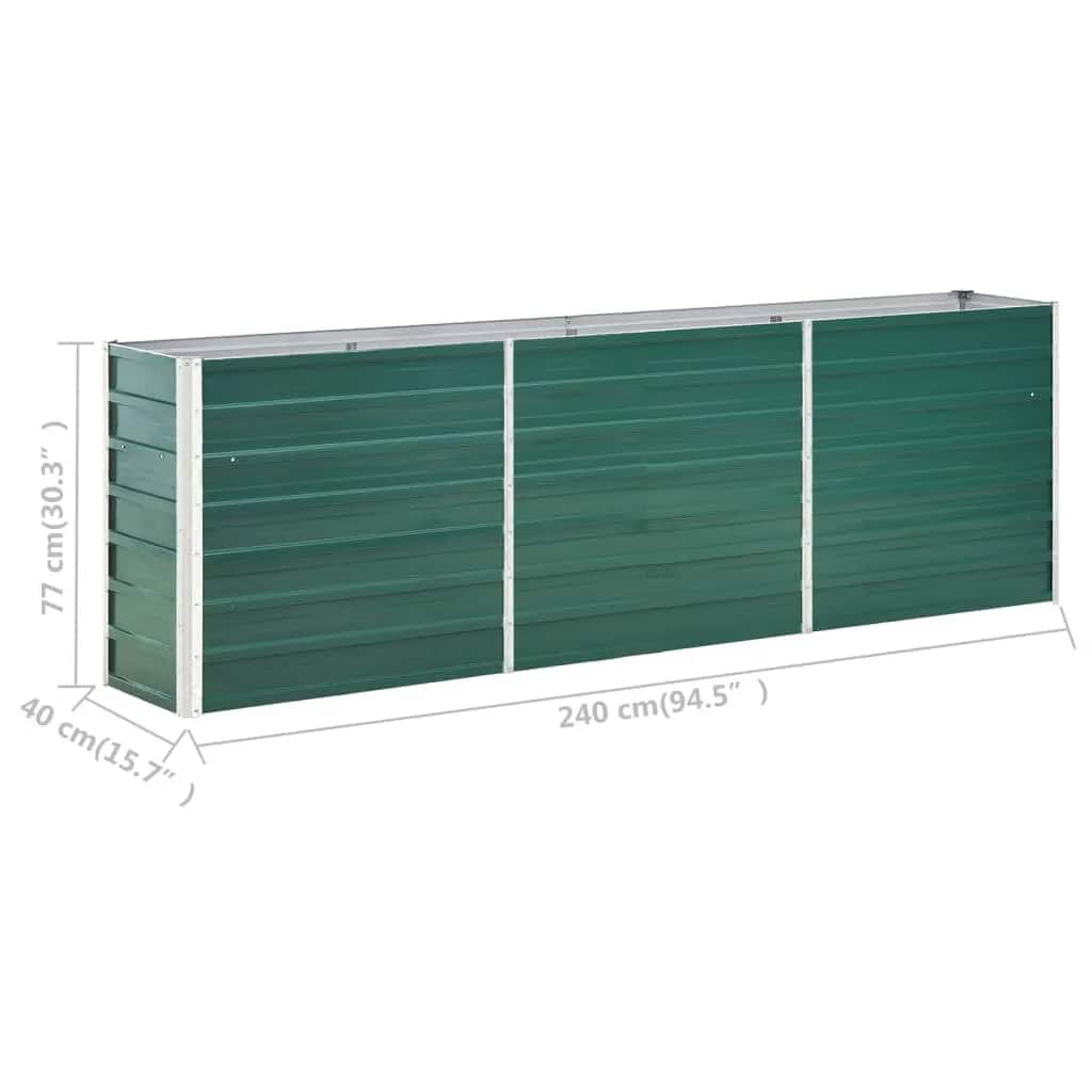 Letto Rialzato in Acciaio Zincato 240x40x77 cm Verde | homemem39