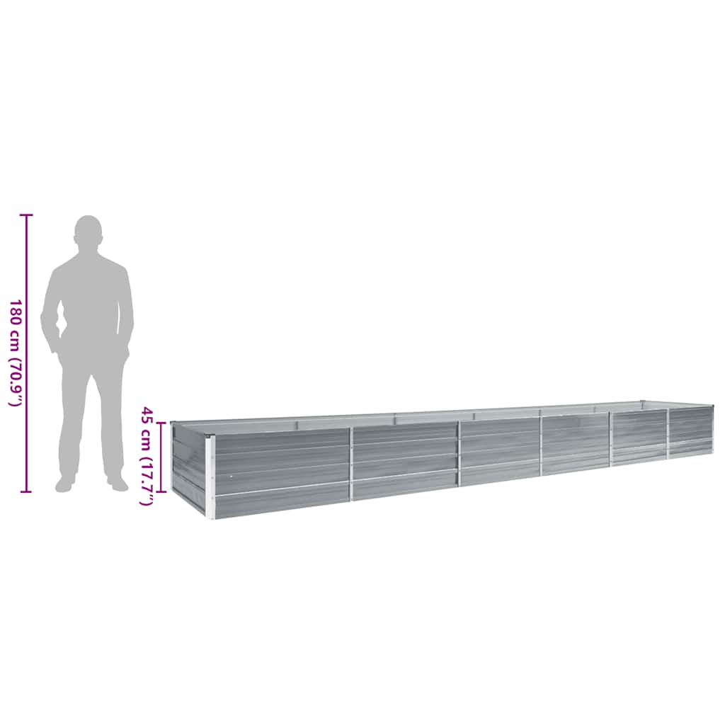 Letto Rialzato da Giardino Acciaio Zincato 480x80x45 cm Grigio