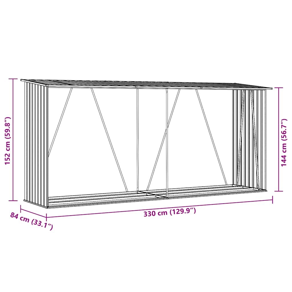 Capannone da Giardino in Acciaio Zincato 330x84x152cm Marrone