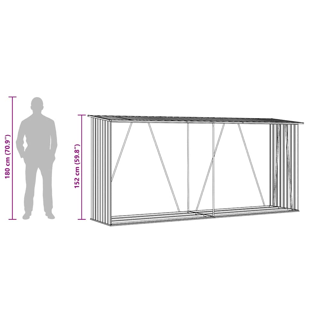 Capannone da Giardino in Acciaio Zincato 330x84x152cm Antracite