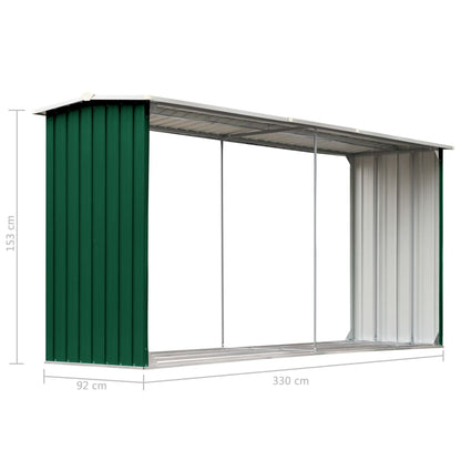 Capannone da Giardino in Acciaio Zincato 330x92x153cm Verde - homemem39