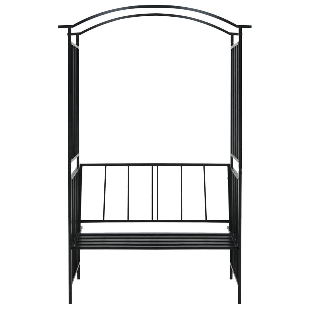 Arco da Giardino con Panca Nero 128x50x207 cm in Ferro | homemem39