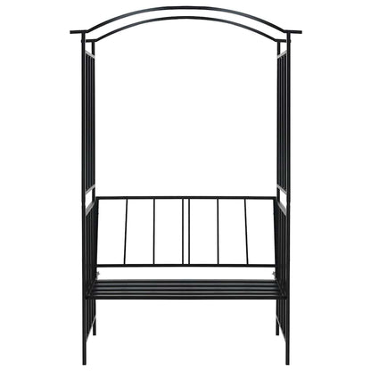 Arco da Giardino con Panca Nero 128x50x207 cm in Ferro