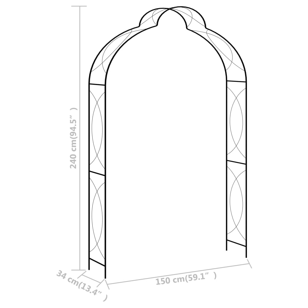 Arco da Giardino Nero 150x34x240 cm in Ferro