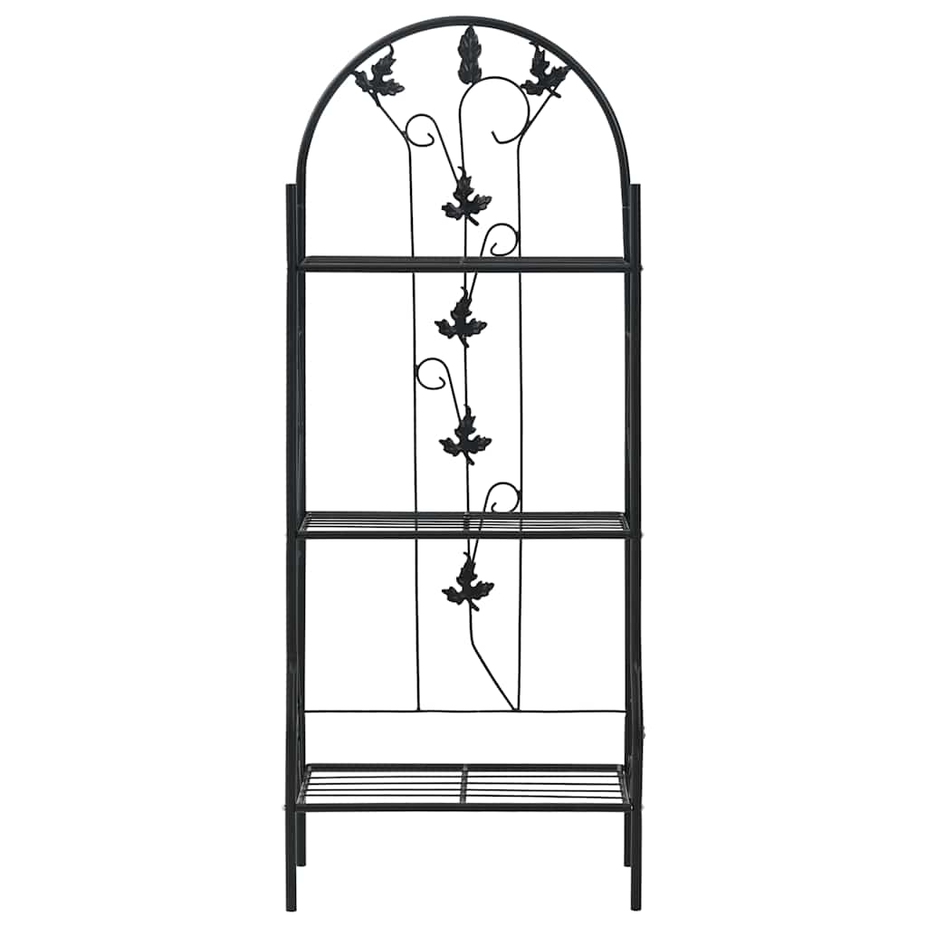 Supporto per Piante a 3 Livelli Nero 52x28x128 cm in Ferro