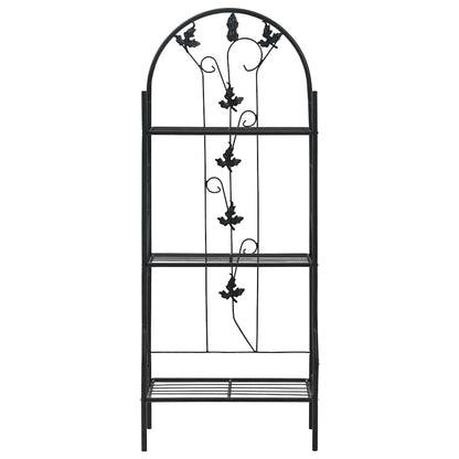 Supporto per Piante a 3 Livelli Nero 52x28x128 cm in Ferro