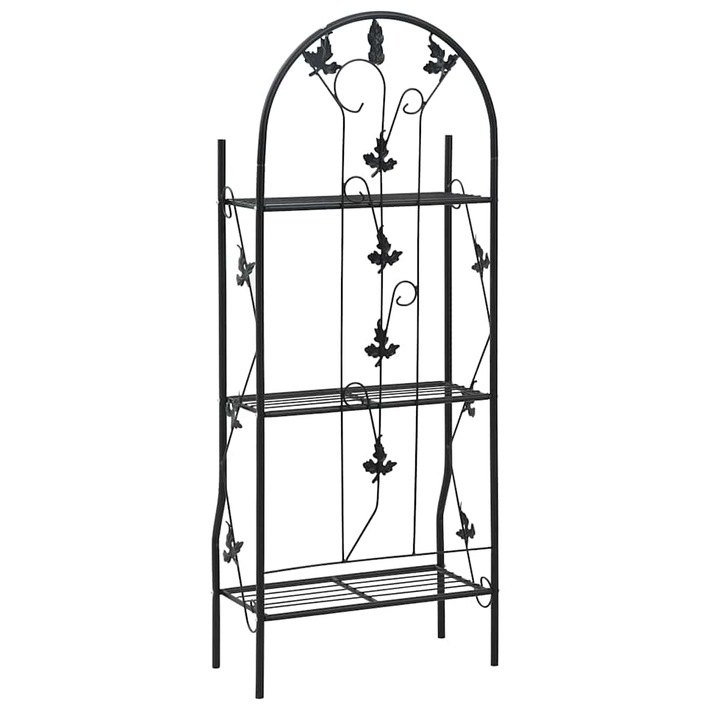 Supporto per Piante a 3 Livelli Nero 52x28x128 cm in Ferro