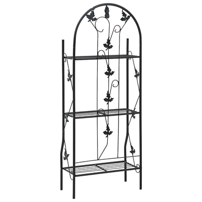 Supporto per Piante a 3 Livelli Nero 52x28x128 cm in Ferro