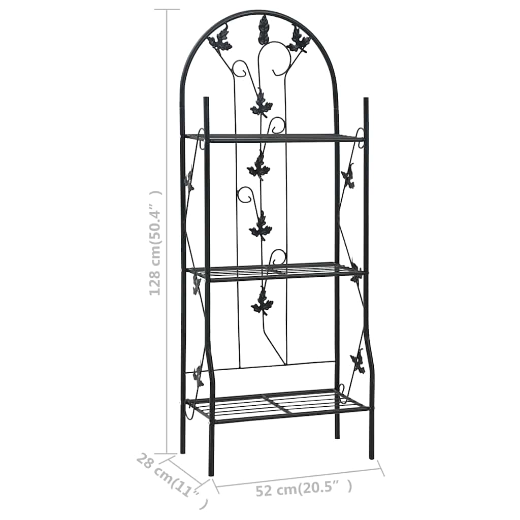 Supporto per Piante a 3 Livelli Nero 52x28x128 cm in Ferro