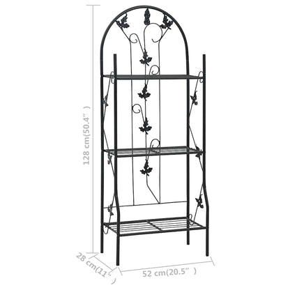 Supporto per Piante a 3 Livelli Nero 52x28x128 cm in Ferro