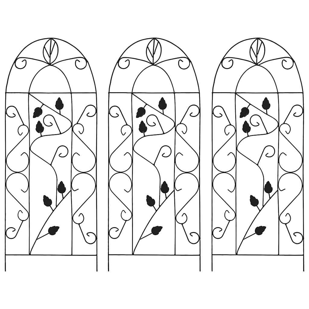 Supporti da Giardino per Piante 3 pz Neri 40x100 cm in Ferro