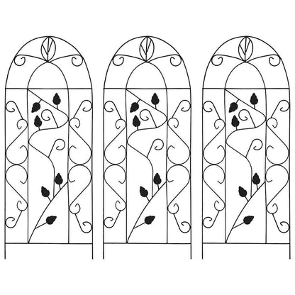 Supporti da Giardino per Piante 3 pz Neri 40x100 cm in Ferro