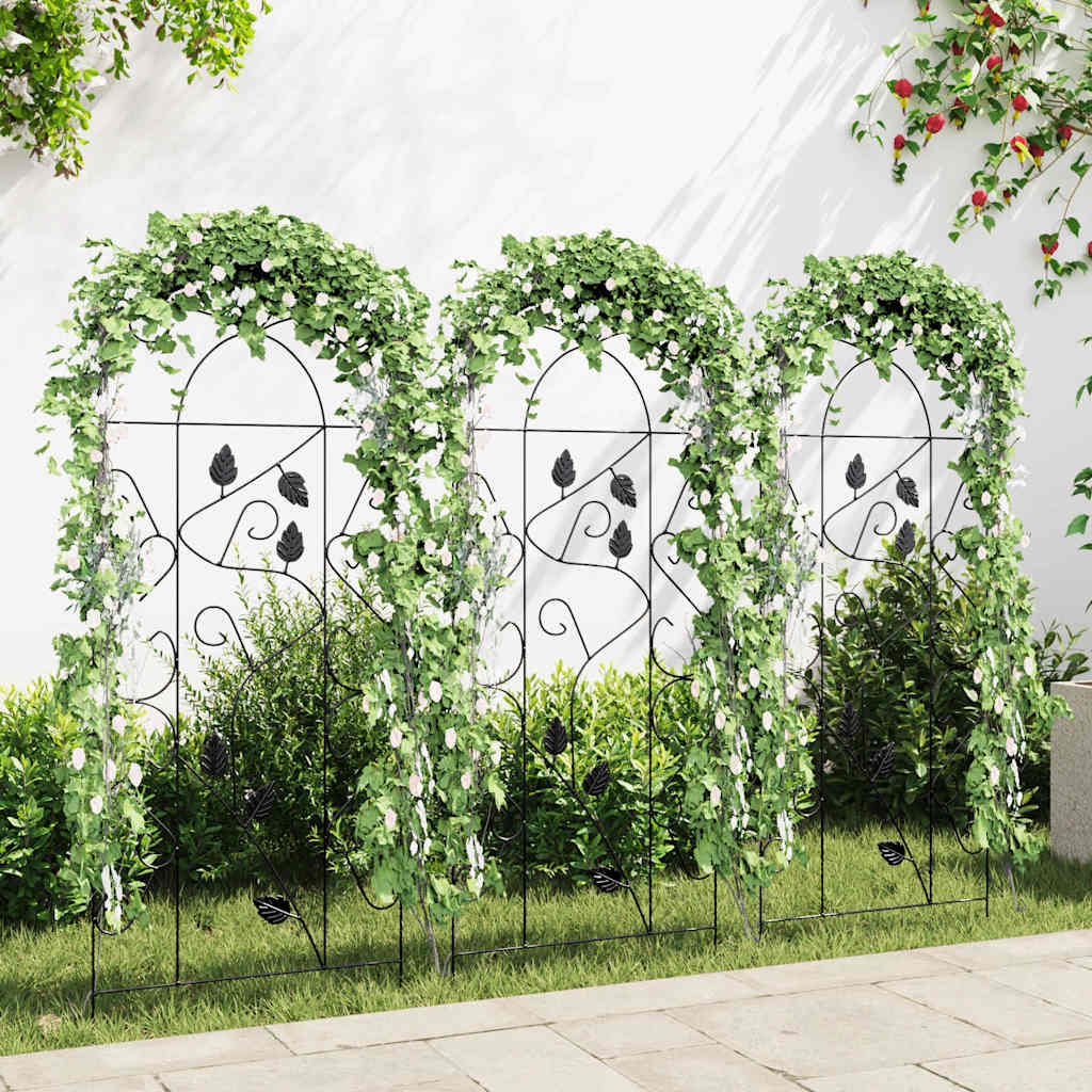 Supporti da Giardino per Piante 3 pz Neri 40x100 cm in Ferro