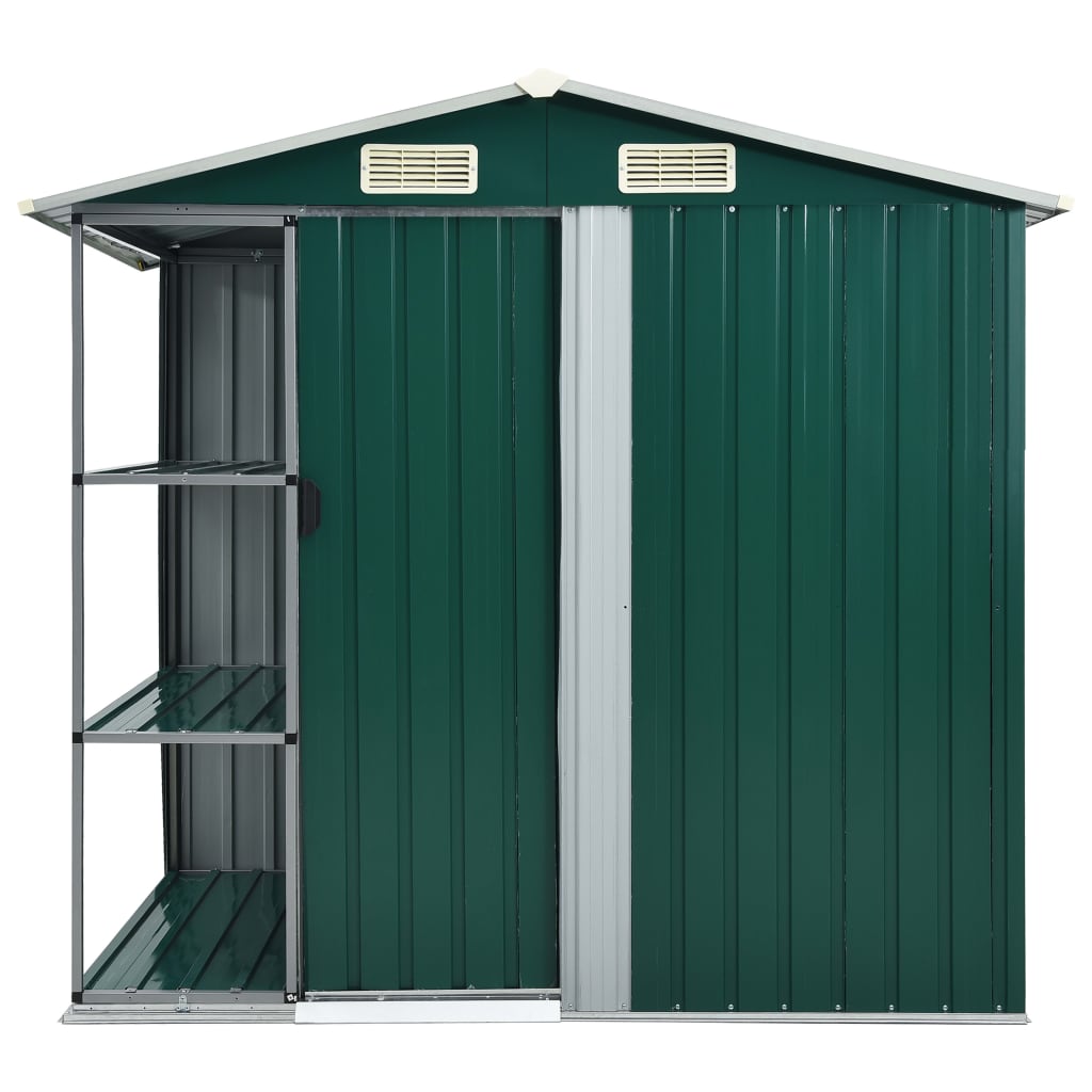 Capanno da Giardino con Scaffali Verde 205x130x183 cm in Ferro - homemem39