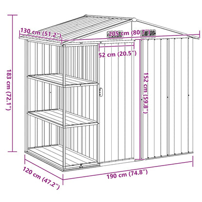 Capanno da Giardino con Scaffali Verde 205x130x183 cm in Ferro - homemem39