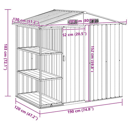 Capanno da Giardino con Scaffali Marrone 205x130x183 cm Ferro - homemem39