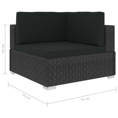Poltrone Modulari ad Angolo con Cuscini 2 pz Polyrattan Nero | homemem39