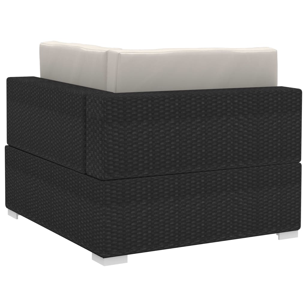 Set Divani da Giardino 3 pz con Cuscini in Polyrattan Nero - homemem39