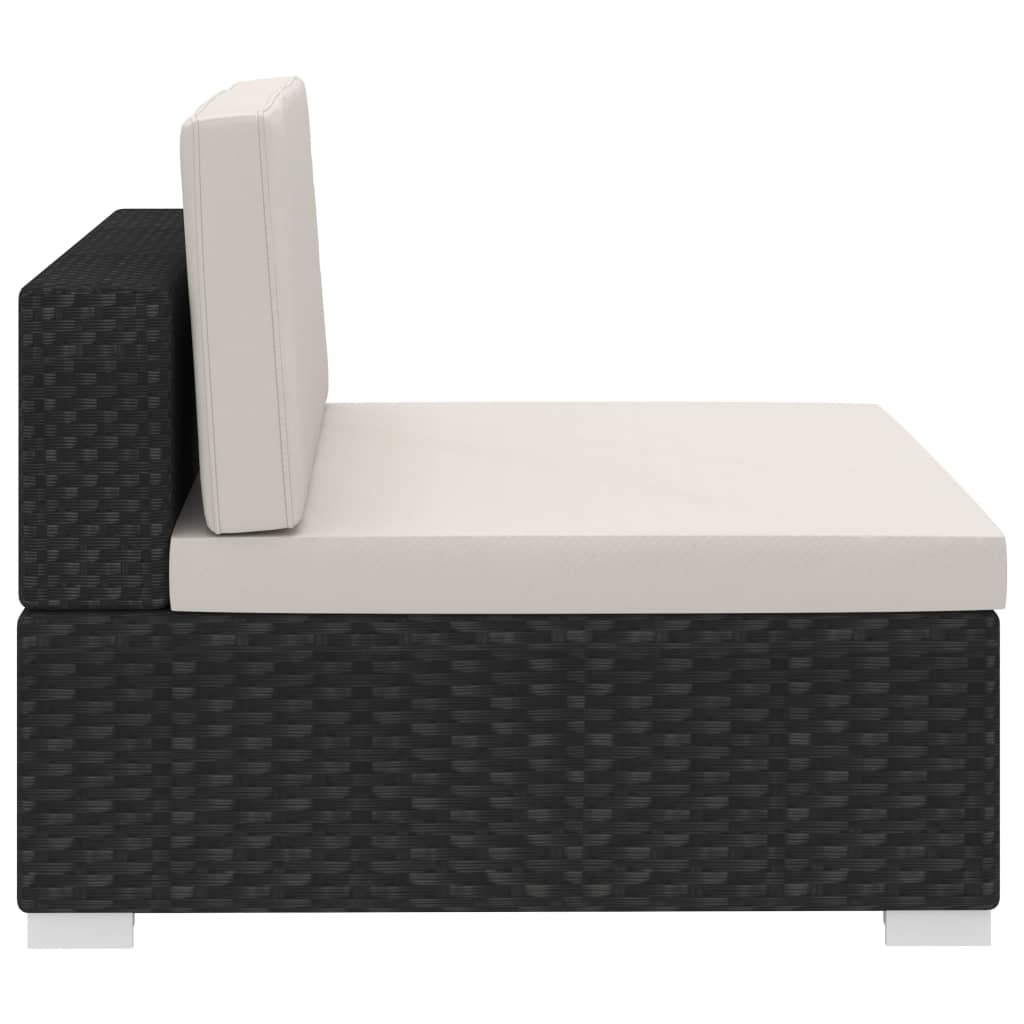 Set Divani da Giardino 3 pz con Cuscini in Polyrattan Nero - homemem39