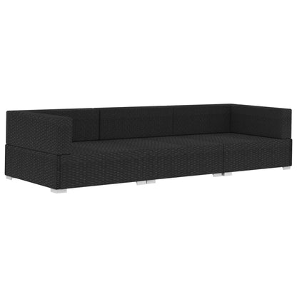 Set Divani da Giardino 3 pz con Cuscini in Polyrattan Nero | homemem39