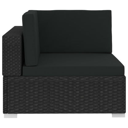 Set Divani da Giardino 3 pz con Cuscini in Polyrattan Nero | homemem39
