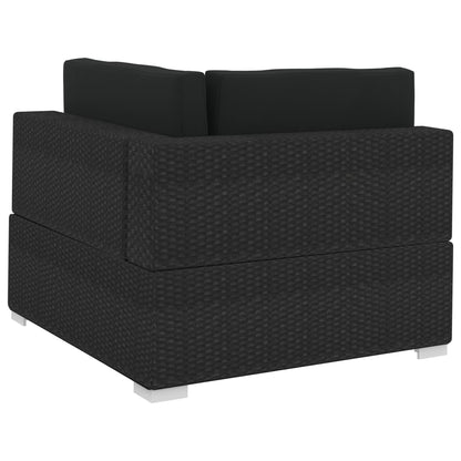 Set Divani da Giardino 3 pz con Cuscini in Polyrattan Nero | homemem39