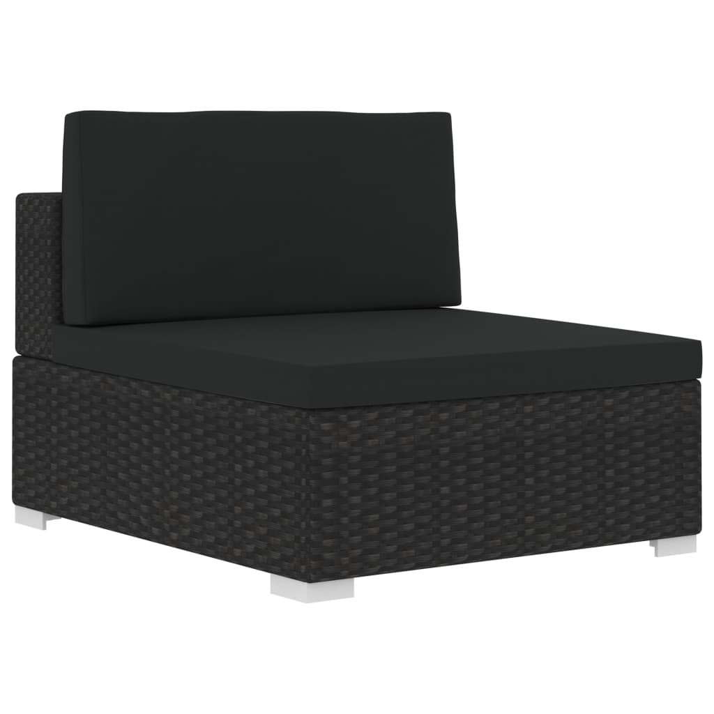 Set Divani da Giardino 3 pz con Cuscini in Polyrattan Nero | homemem39