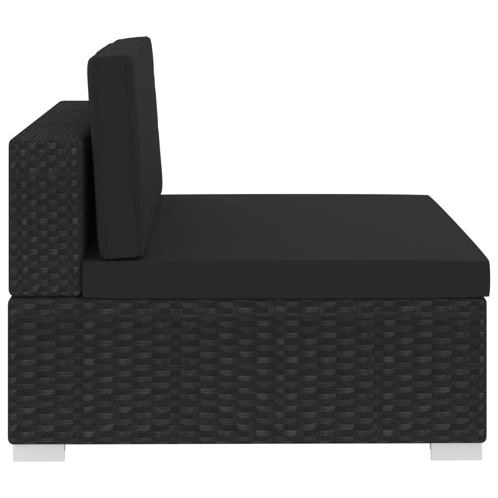 Set Divani da Giardino 3 pz con Cuscini in Polyrattan Nero | homemem39
