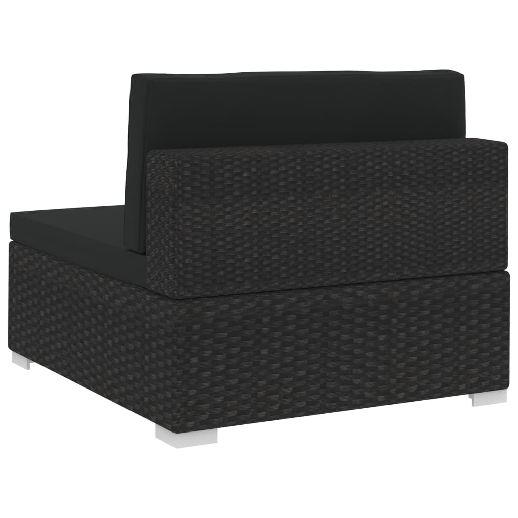 Set Divani da Giardino 3 pz con Cuscini in Polyrattan Nero | homemem39