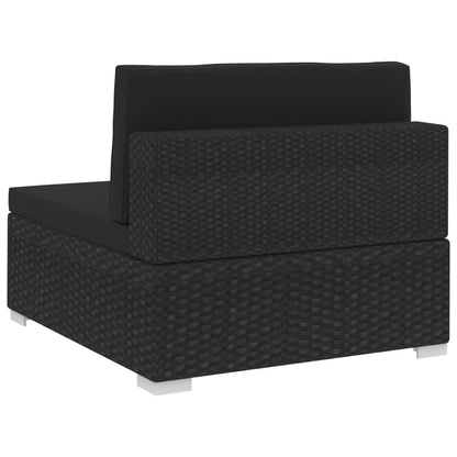 Set Divani da Giardino 3 pz con Cuscini in Polyrattan Nero | homemem39
