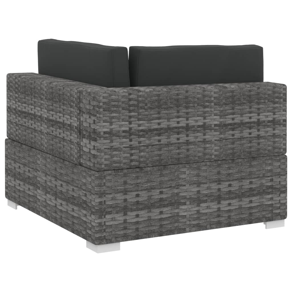 Set Divani da Giardino 4 pz con Cuscini in Polyrattan Grigio | homemem39
