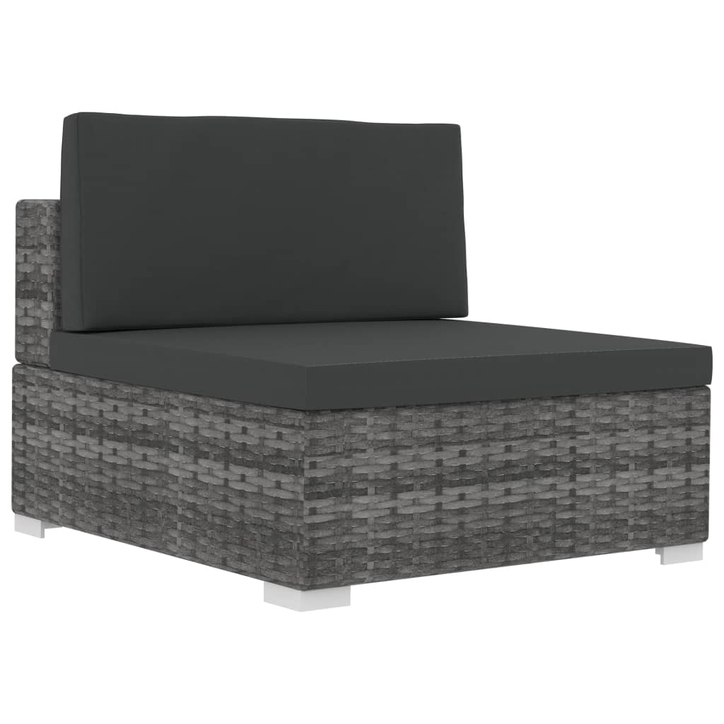 Set Divani da Giardino 4 pz con Cuscini in Polyrattan Grigio | homemem39