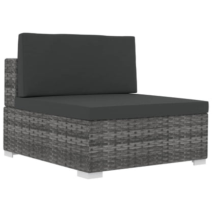 Set Divani da Giardino 4 pz con Cuscini in Polyrattan Grigio | homemem39