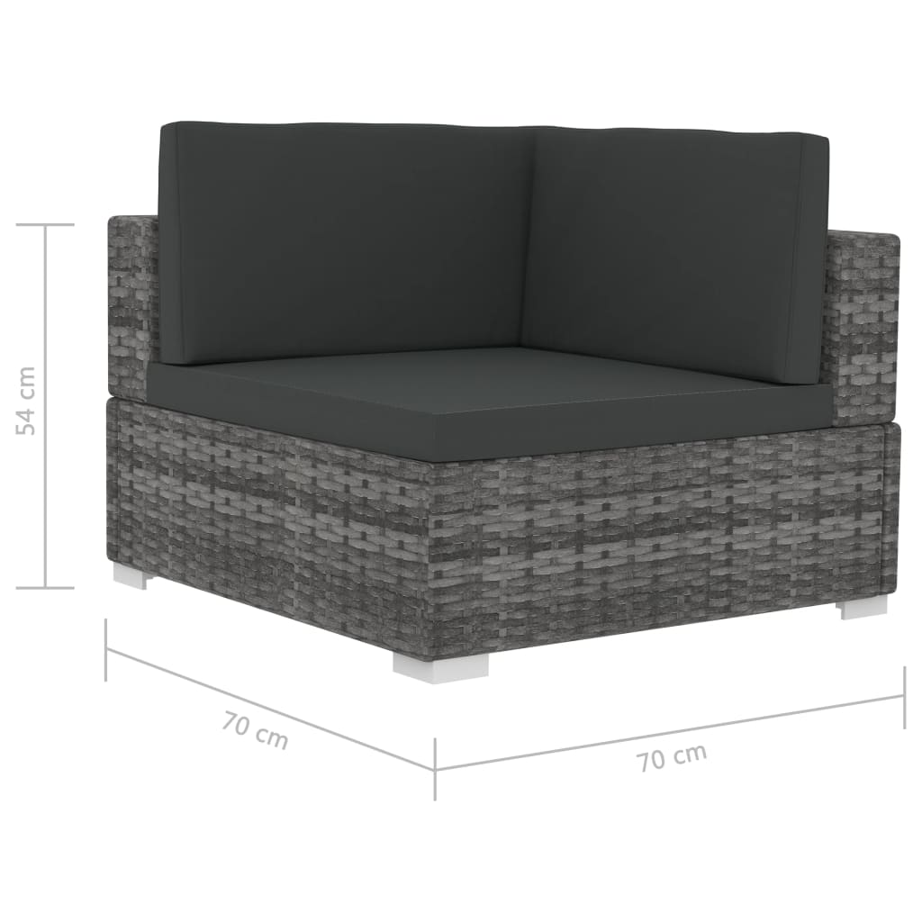 Set Divani da Giardino 4 pz con Cuscini in Polyrattan Grigio | homemem39