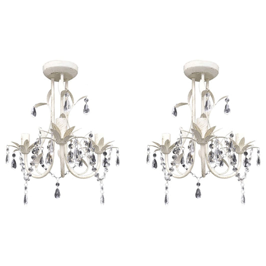 Chandeliers with Crystal Pendants 2 pcs Elegant White