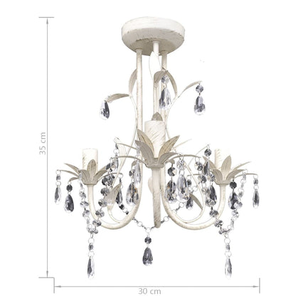 Lampadario con Pendenti in Cristallo 4 pz Bianco Elegante - homemem39