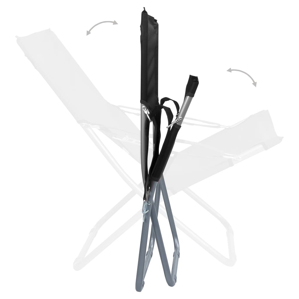 Sedie da Spiaggia Pieghevoli 2 pz in Tessuto Nero - homemem39