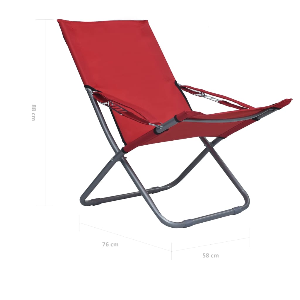 Sedie da Spiaggia Pieghevoli 2 pz in Tessuto Rosso | homemem39