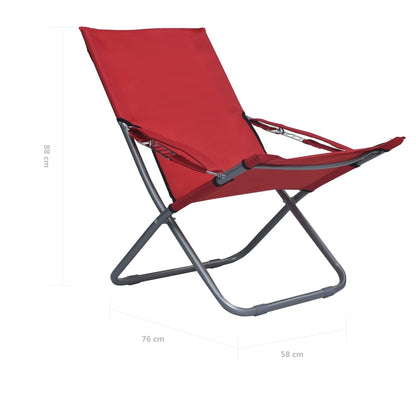 Sedie da Spiaggia Pieghevoli 2 pz in Tessuto Rosso | homemem39