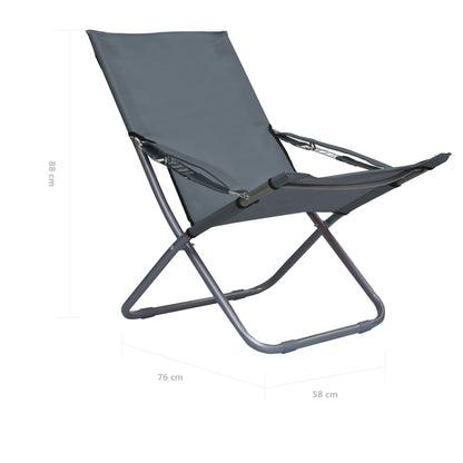 Sedie da Spiaggia Pieghevoli 2 pz in Tessuto Grigio
