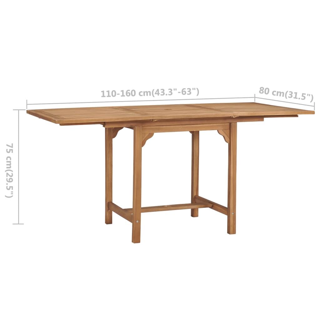 Tavolo da Giardino Estensibile (110-160)x80x75 cm Massello Teak | homemem39