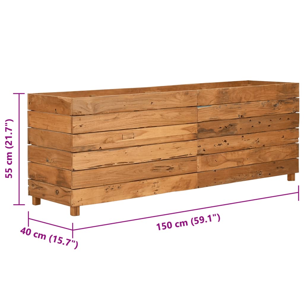 Letto Rialzato 150x40x55 cm Legno di Teak di Recupero e Acciaio | homemem39