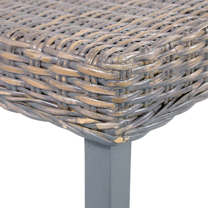 Panca 110 cm Grigia in Rattan Naturale Kubu e Massello di Mogano - homemem39