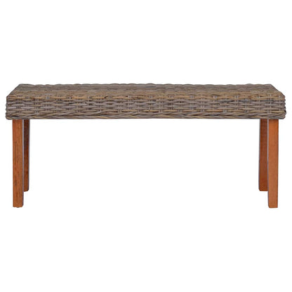 Panca 110 cm in Rattan Naturale Kubu e Massello di Mogano